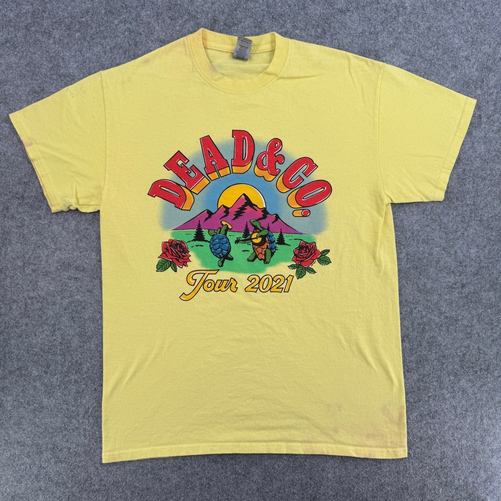 Dead & Company Tour 2021 T-Shirt Yellow Graphic Band Tee Fair